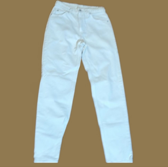 Vtg Levis Orange Tab White Denim Jeans Slim Fit Tapered Leg Sz 10 W28 L32 - Picture 1 of 11
